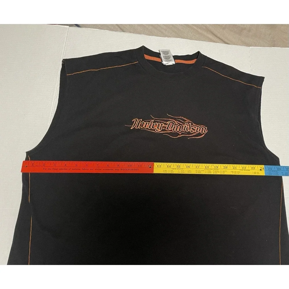 Carolina Harley-Davidson Waffle Knit Shirt Black With Embroidered Sleeveless 2XL - Picture 6 of 9